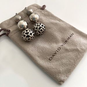 David Yurman Sterling Silver Tapestry Three-Ball Drop Earrings